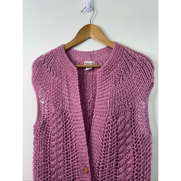 Vintage Plymouth Knit Pink‎ Open Weave Sweater Vest Women’s L Made in Korea - Picture 2 of 11
